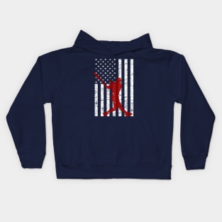 Red White and Baseball Dinger Patriotic American Flag Special Kids Hoodie